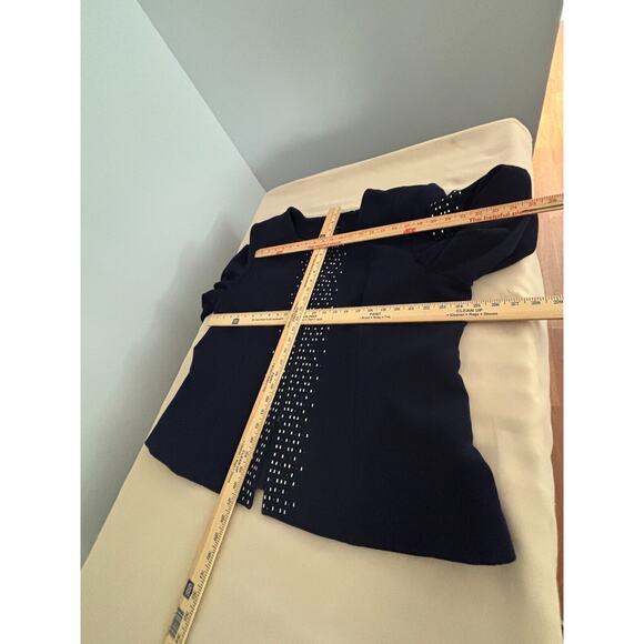 Susanna Jacket Women's Size 22 Navy Embellished Collarless Stretch Full Zipper - Picture 8 of 10